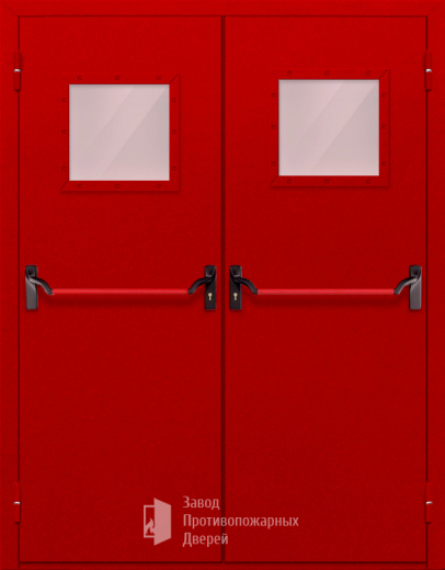 Фото двери «Двупольная со стеклопакетом и антипаникой (красная)» в Орехово-Зуево