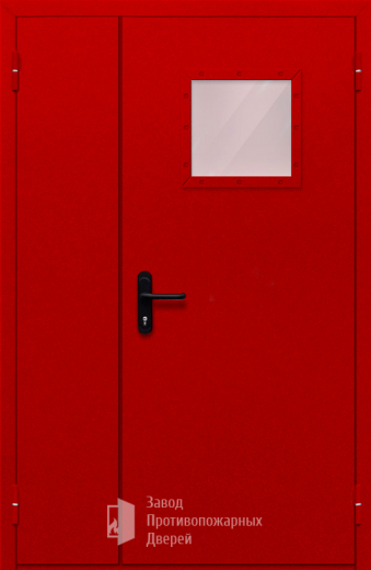 Фото двери «Полуторная со стеклопакетом (красная)» в Орехово-Зуево