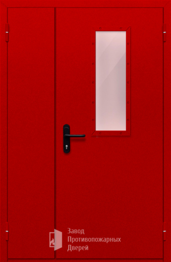 Фото двери «Полуторная со стеклом (красная)» в Орехово-Зуево