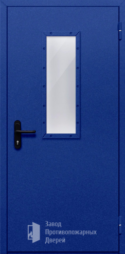 Фото двери «Однопольная со стеклом (синяя)» в Орехово-Зуево