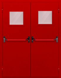 Фото двери «Двупольная со стеклопакетом и антипаникой (красная)» в Орехово-Зуево