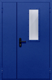 Фото двери «Полуторная со стеклом (синяя)» в Орехово-Зуево