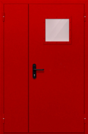 Фото двери «Полуторная со стеклопакетом (красная)» в Орехово-Зуево