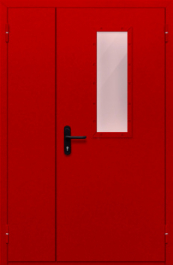 Фото двери «Полуторная со стеклом (красная)» в Орехово-Зуево