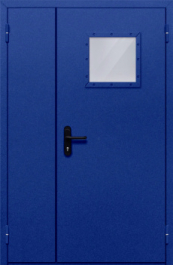 Фото двери «Полуторная со стеклопакетом (синяя)» в Орехово-Зуево
